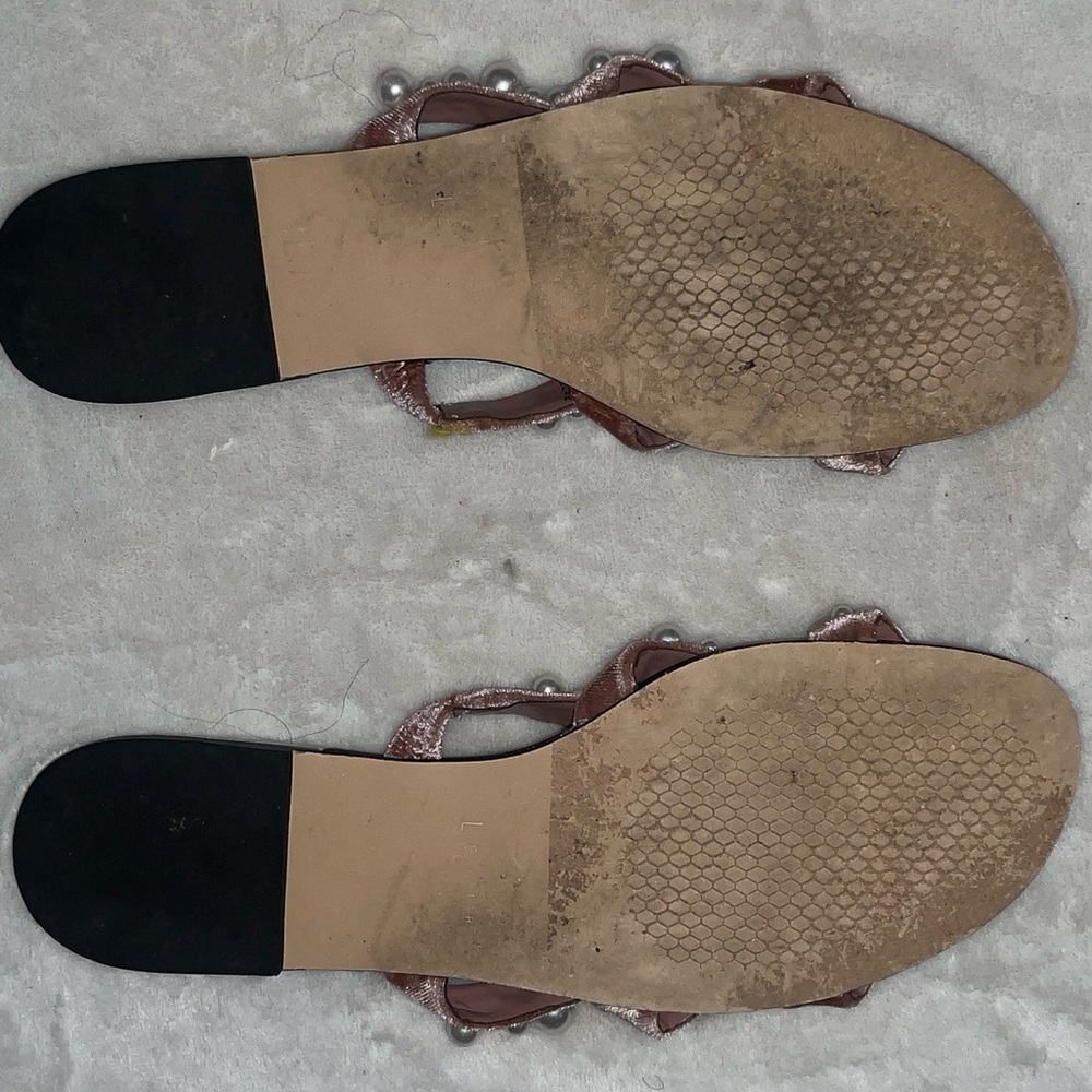 Leith pearl blush velvet slide on sandal shoe - Picture 8 of 8